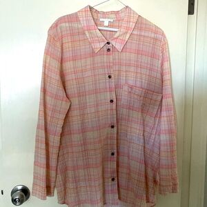 COS seersucker cotton Multi-color muted PINK hue shirt. Sz 12